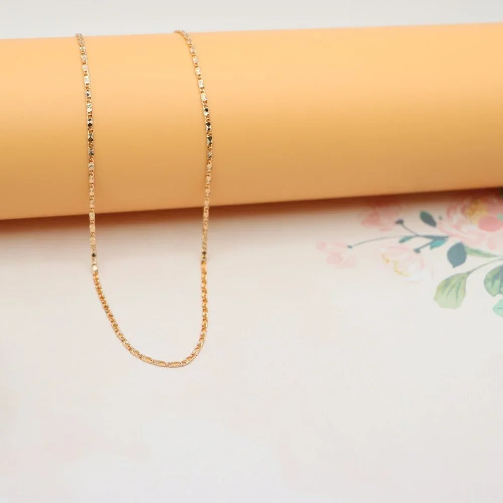 Dainty Diamond-Cut Rose Gold Necklace, Adjustable Chain, XPNL0191